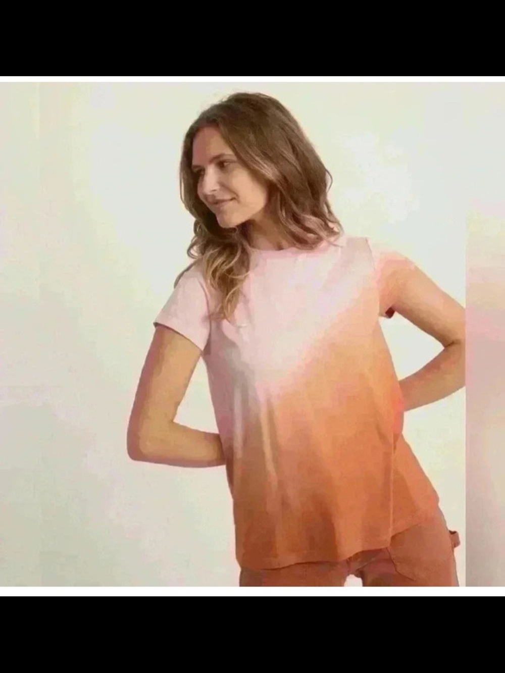 Marine Layer Sunset Ombré Swing Crew Tee Sz EUC Tencel/Supima Cotton